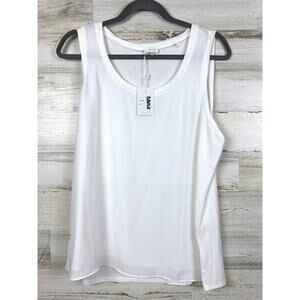 ECRU Womens L White Fully Lined Crew Neck Flowy Lightweight Tank Top Blouse NWT